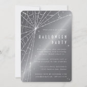 Silver-Gray Sparkling Spider Web Halloween-Party Einladung (Vorderseite)