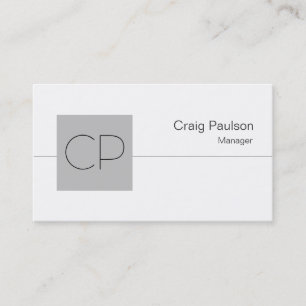 Silver Gray Square White Monogram Business Card Visitenkarte