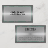 Silver Gray Stainless Steel GREEN Blue Accents Visitenkarte (Vorne/Hinten)