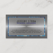 Silver Gray Stainless Steel Look Blue Accents Visitenkarte (Rückseite)