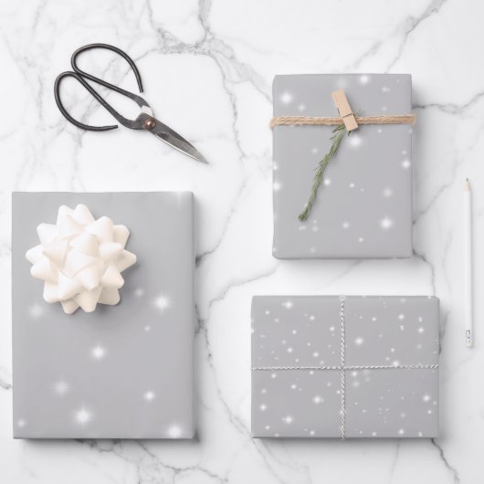 Silver Gray Starlight Geschenkpapier Set (Vorderseite)