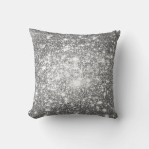 Silver Gray Stars Astral Glitzer Kissen