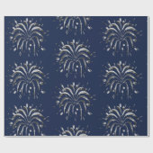 Silver Gray Stars Fireworks Elegante Blauer Weihna Geschenkpapier (Flach)