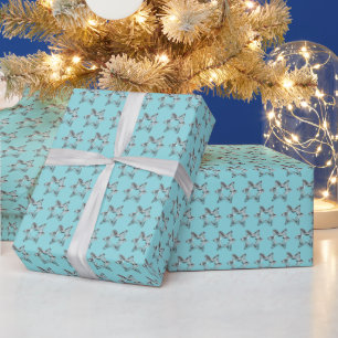 Silver Gray Stars Light Blue Türkise Weihnachten Geschenkpapier