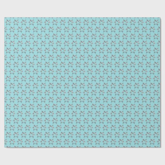 Silver Gray Stars Light Blue Türkise Weihnachten Geschenkpapier (Flach)