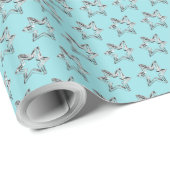 Silver Gray Stars Light Blue Türkise Weihnachten Geschenkpapier (Rolleneckpunkt)