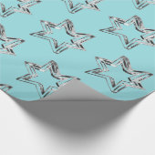 Silver Gray Stars Light Blue Türkise Weihnachten Geschenkpapier (Ecke)