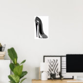Silver Gray Stiletto Shoe Print Poster (Heimbüro)