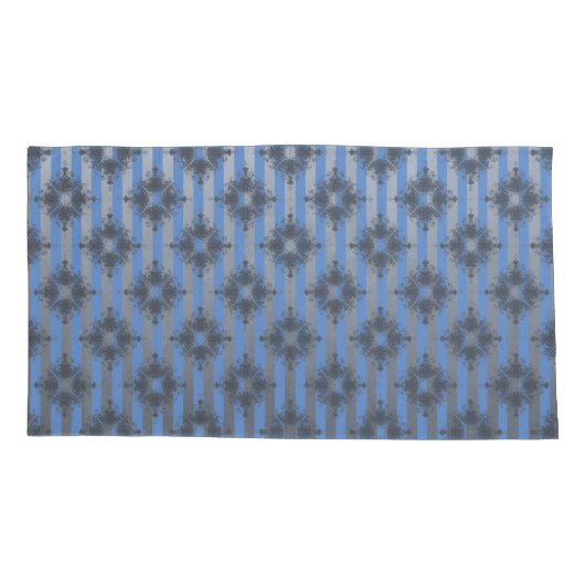 Silver Gray Striped Hollywood Regency Pattern Kissenbezug (Rückseite-Links)