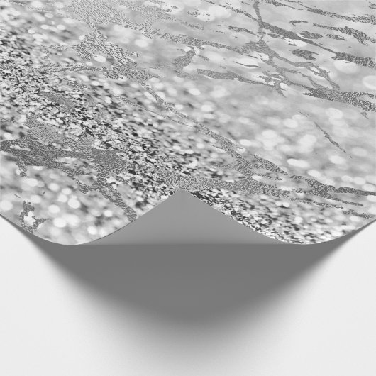 Silver Gray Strokes Glitte Marble Shiny Metal Geschenkpapier (Ecke)