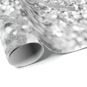Silver Gray Strokes Glitte Marble Shiny Metal Geschenkpapier (Rolleneckpunkt)