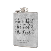 Silver Gray Tied the Knot Take Shot Gastgeschenk H Flachmann (Links)