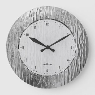 Silver Gray Tones Melting Stained Glass Große Wanduhr