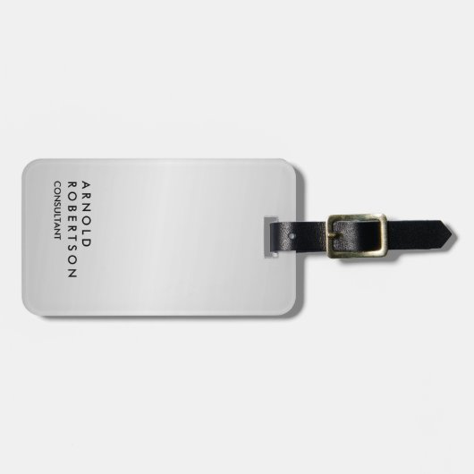 Silver Gray Trendy Modern Minimalistisch Gepäckanhänger (Vorderseite horizontal)