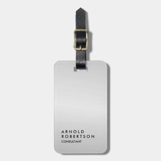 Silver Gray Trendy Modern Minimalistisch Gepäckanhänger (Vorderseite vertikal)