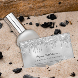 Silver Gray Tropfens Glitzer Eyelash Aftercare Mak Visitenkarte