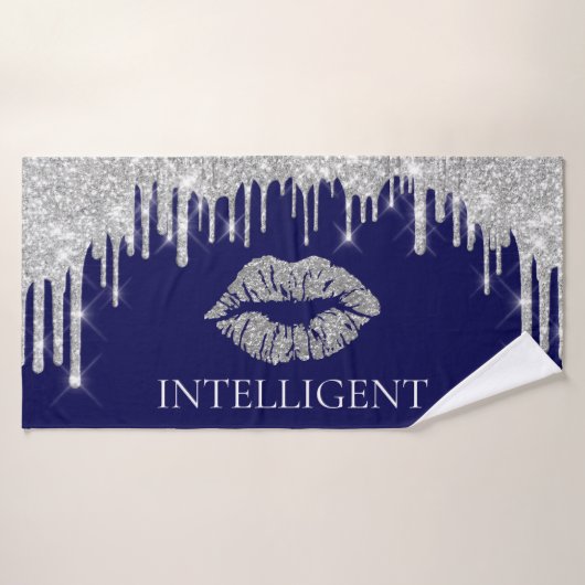 Silver Gray Tropfens Kiss Lips Name INTELLIGENT Badehandtuch (Badehandtuch)