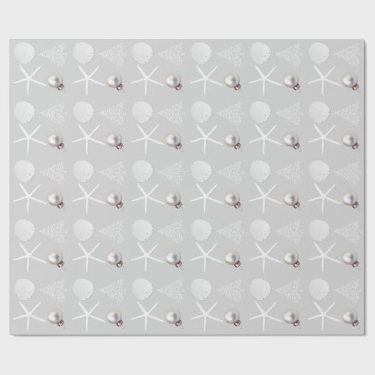 Silver Gray Tropical Christmas Wrapping Paper Geschenkpapier (Flach)