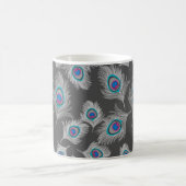 Silver Gray & Turquoise Peacock Feather Kaffeetasse (Mittel)