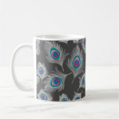 Silver Gray & Turquoise Peacock Feather Kaffeetasse (Links)