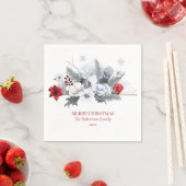Silver Gray und Red Frohe Weihnachten Serviette (Beispiel)