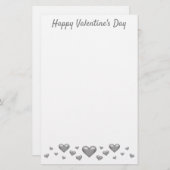 Silver Gray Valentine's Day Hearts & Custom Text Briefpapier (Vorne/Hinten)