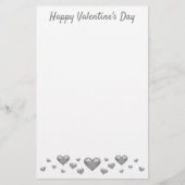 Silver Gray Valentine's Day Hearts & Custom Text Briefpapier (Vorderseite)