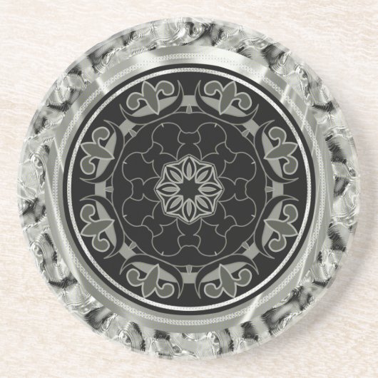 Silver Gray Verziert Celtic Design Sandstein Untersetzer (Vorne)