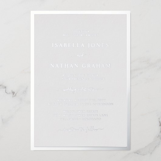 Silver Gray Wedding Folieneinladung (Vorderseite)