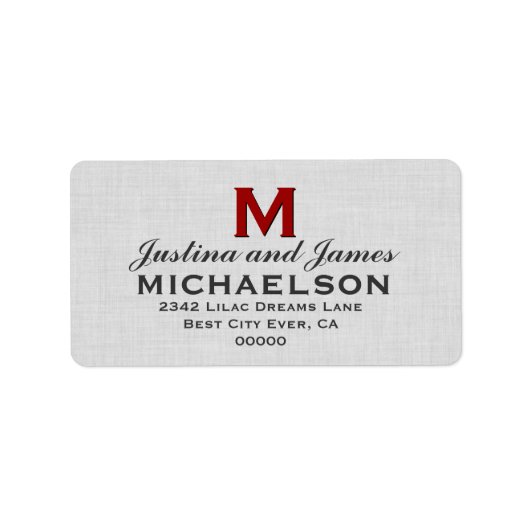 Silver Gray Wedding Monogram M Template V01 Adressaufkleber (Vorne)