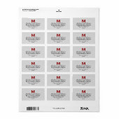 Silver Gray Wedding Monogram M Template V01 Adressaufkleber (Vorne)