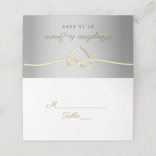 Silver Gray Wedding Platzkarte (Außenseite Aufgefaltet)