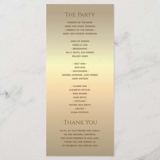 Silver Gray Wedding Programm (Rückseite)