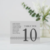 SILVER & GRAY Wedding Tischnummer Card Empfang (Stehend Vorderseite)