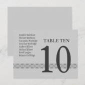 SILVER & GRAY Wedding Tischnummer Card Empfang (Vorne/Hinten)