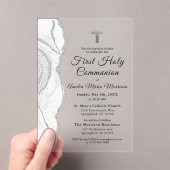 Silver Gray White Agate First Heilige Kommunion Gi Acryleinladungen (Insitu (Handheld))