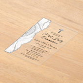 Silver Gray White Agate First Heilige Kommunion Gi Acryleinladungen (Ablage )