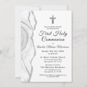 Silver Gray White Agate First Heilige Kommunion Gi Einladung (Vorderseite)