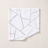 Silver Gray White Geometric Glam #1 (Imitat Foil) Badhandtuch Set (Waschlappen)