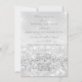Silver Gray White Glitzer Brautparty Einladung (Vorderseite)