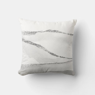 Silver Gray & White Minimal Abstrakte Landschaft Kissen