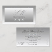 Silver Gray White Ombre Sparkling Jewels Initials Visitenkarte (Vorne/Hinten)