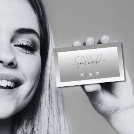 Silver Gray White Ombre Sparkling Jewels Monogram Visitenkarte