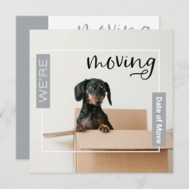 Silver Gray Wir bewegen Dackel Hund in Box Card Dankeskarte