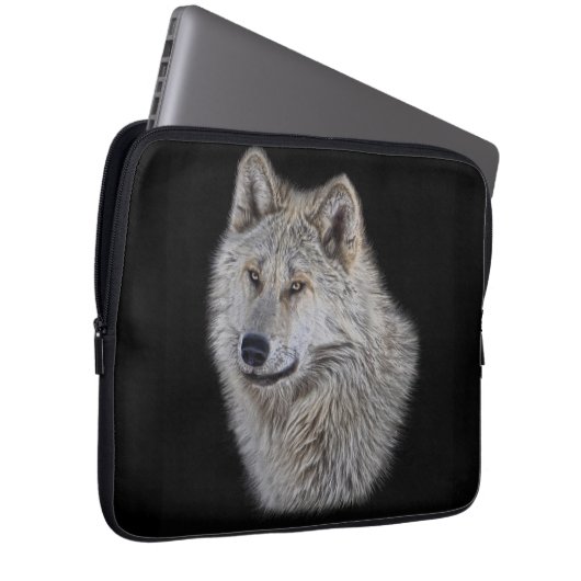 Silver Gray Wolf Wildlife Portrait Laptopschutzhülle (Vorne Rechts)
