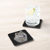 Silver Gray Wolf Wildlife Portrait Untersetzer (Rechte Seite)