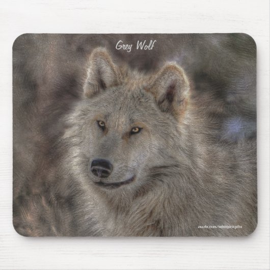 Silver Gray Wolf Wilhelm Tell Mousepad (Vorne)
