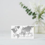 Silver Gray World Map Travel Industry Visitenkarte (Stehend Vorderseite)
