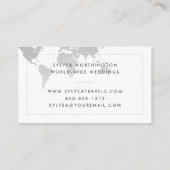 Silver Gray World Map Travel Industry Visitenkarte (Rückseite)