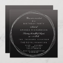 Silver Gray Wreath Birthday Black Ombre